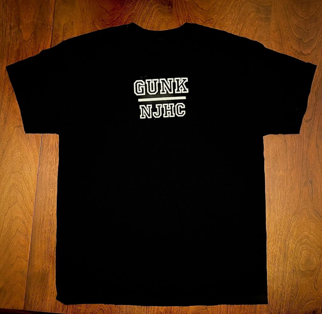 GUNK hardcore band merch black shirt white ink back